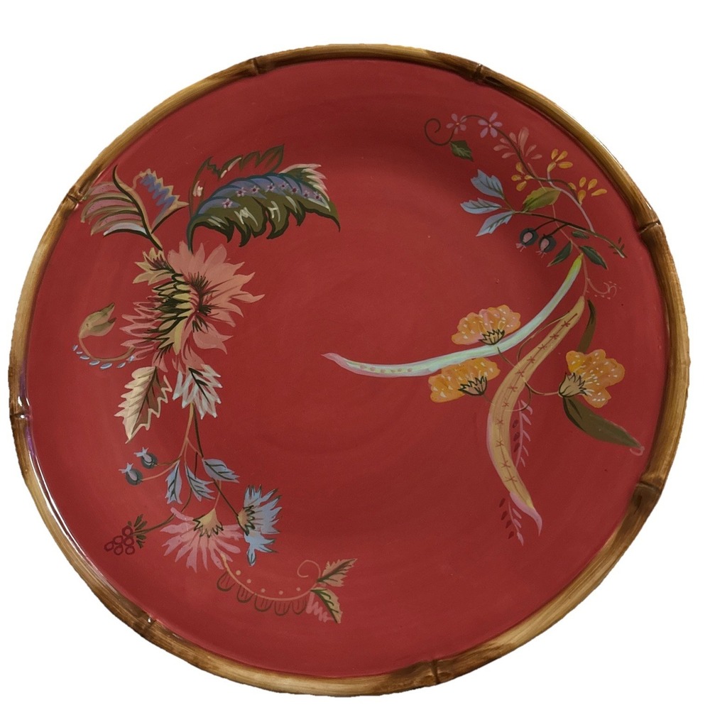 Tracy Porter Artesian Road, Red w/ Multicolored Floral: Dinner Plate (s) 11 1/2"